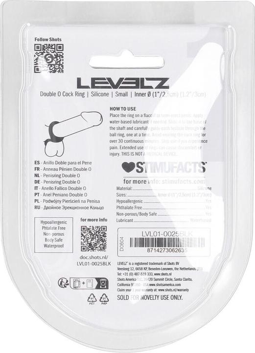 Actual product image Shots Double O Silicone Cockring - S - Black (5 cm)