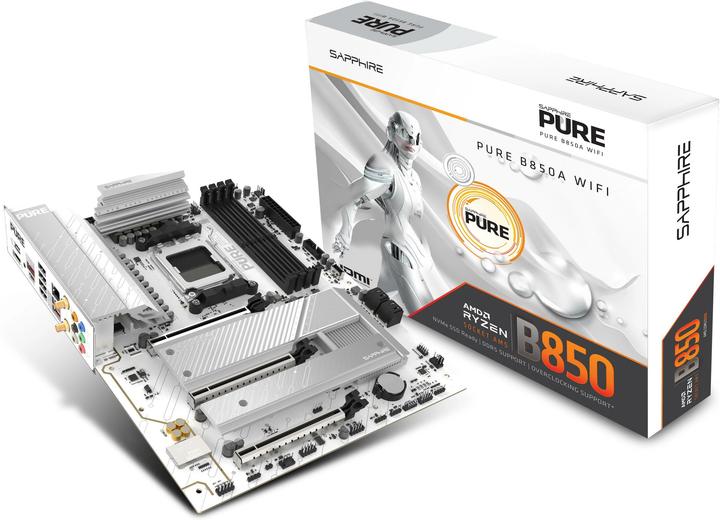 Image du produit Sapphire PURE B850A WIFI7 1xHDMI 1.4 1xDP 1.2 (AM5, AMD B850, mATX)