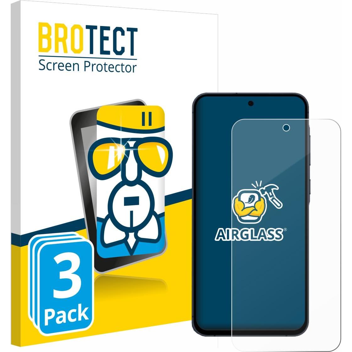 BROTECT Schutzglas Schutzfolie Displayschutz Display Schutz Glas Folie klar (3 Stück, Samsung Galaxy A55), Smartphone Sc...