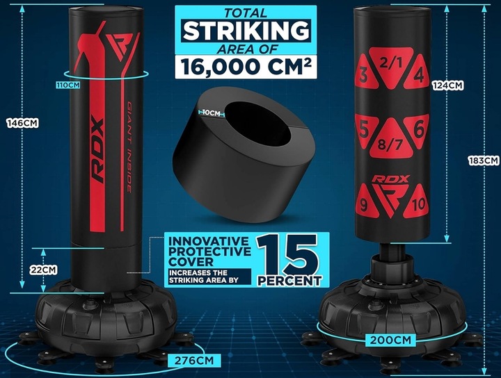Actual product image Rdx Free Standing Adults Punch Bag Target Red - 6ft (180 cm)