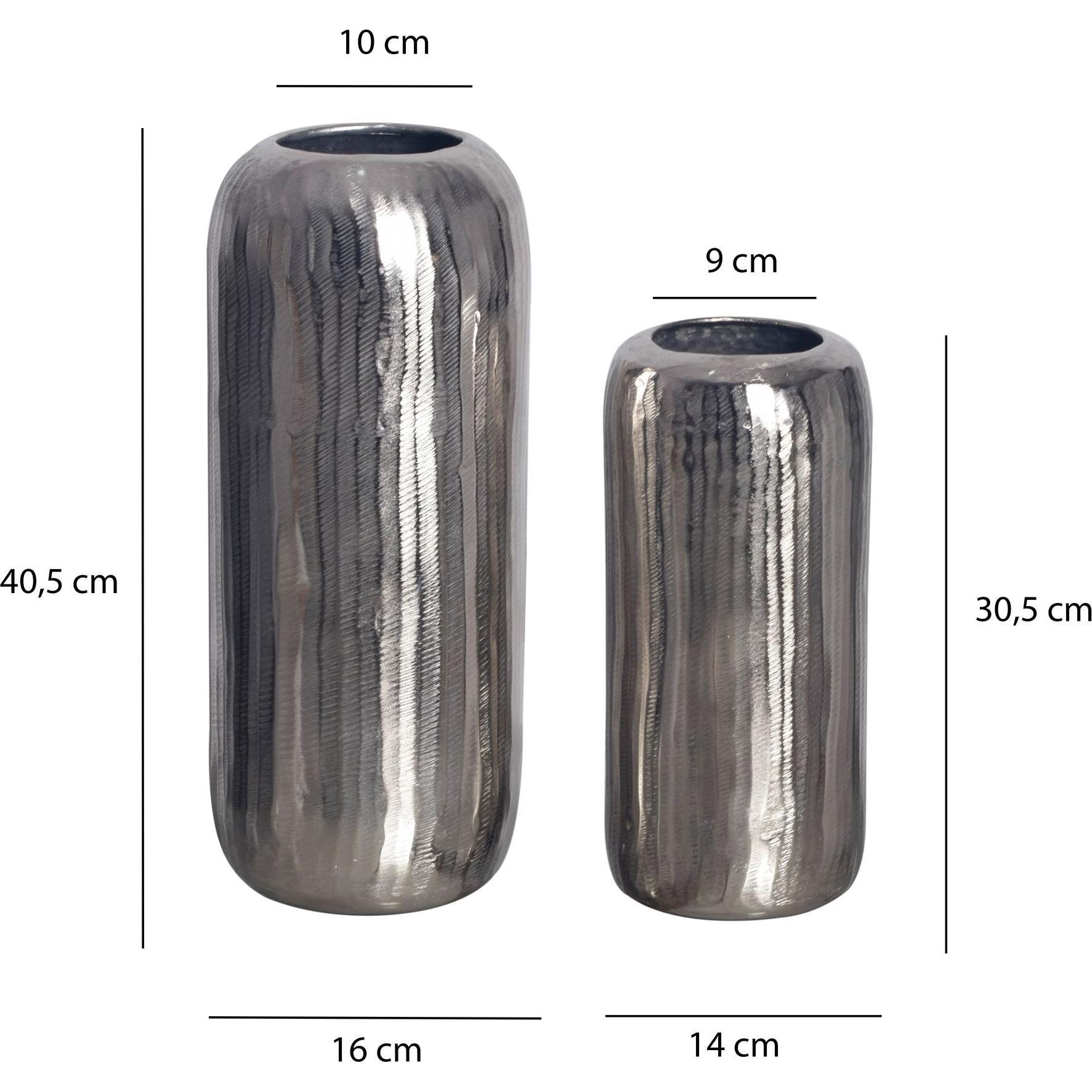 Thumbnail - FineBuy, Vase, Vase 2er Set Blumenvase Aluminium Zylinder Tischvase Rund Dekovase (2 x)