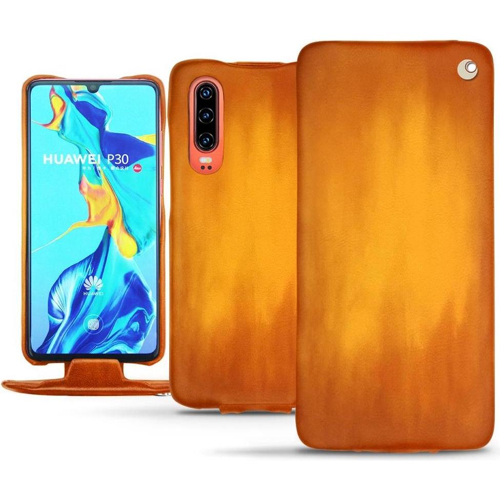 Noreve Lederschutzhülle vertikal (Huawei P30), Smartphone Hülle, Orange