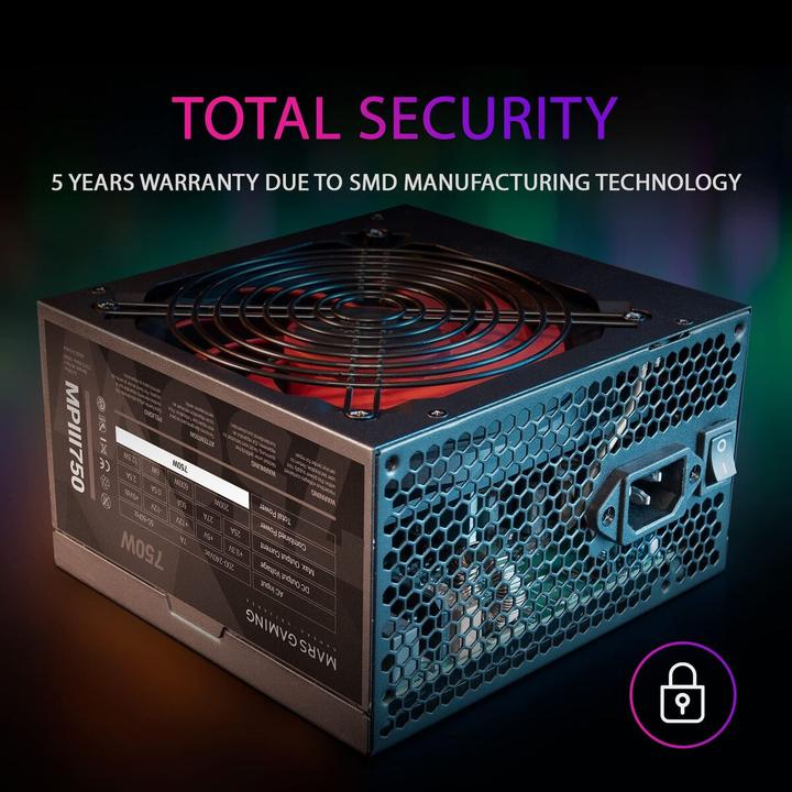Actual product image Mars Gaming Alimentation ATX MPIII - 750W (Noir/Rouge) (750 W)
