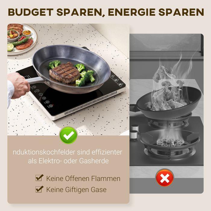 Produktbild Swisshandel24 Kochplatte, Induktionskocher mit 10-Stufen-Temperatur, Touchpanel, Schwarz