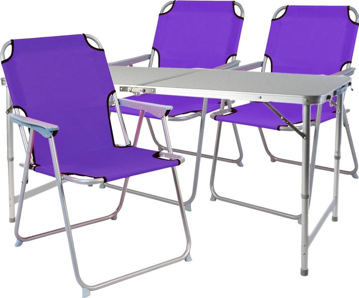 Inda-Exclusiv 4-piece camping furniture set aluminium 120x60x58/70cm purple