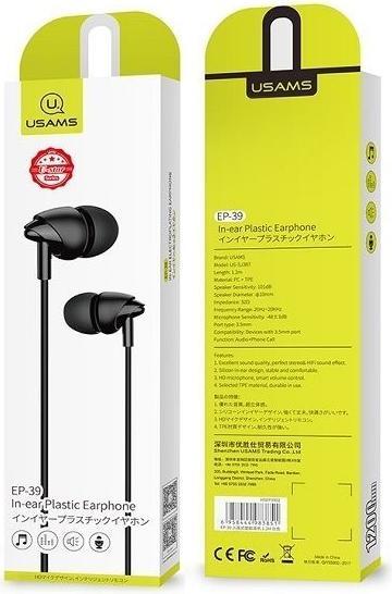 Produktbild Usams Słuchawki stereo EP-39 3,5 mm czarny/black HSEP3901 (NC, Kabelgebunden)