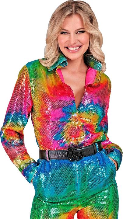 Actual product image Widmann Sequin blouse in tie dye pattern Rainbow (XXL)