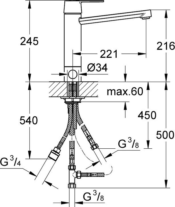 Produktbild Grohe Get Küchen Spültisch Armatur, mit integrierte Vorabsperrung