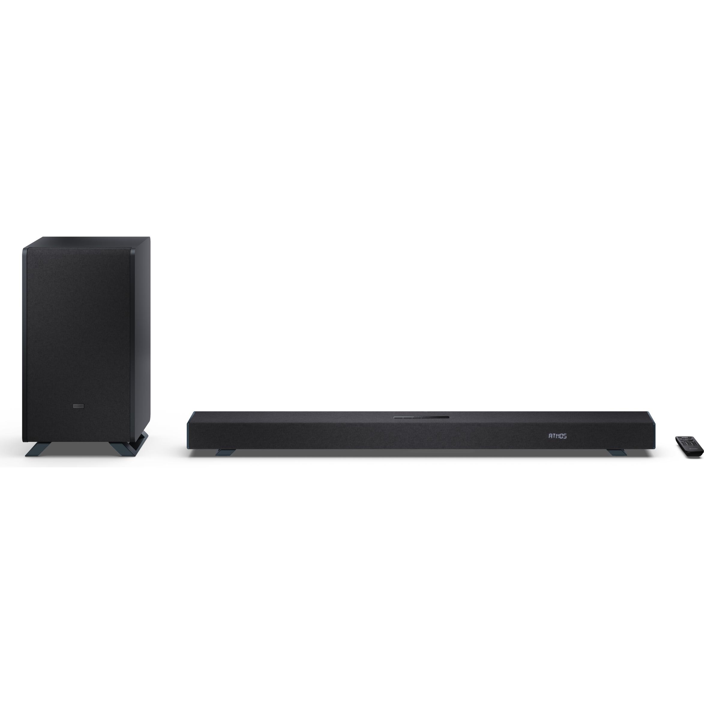 Sharp Speakers HT-SBW53121(BK) Q 3.1.2 Dolby Atmos/ DTS:X Soundbar with Wireless Subwoofer, Black (102 W, 3.1.2 Canale), Soundbar, Nero