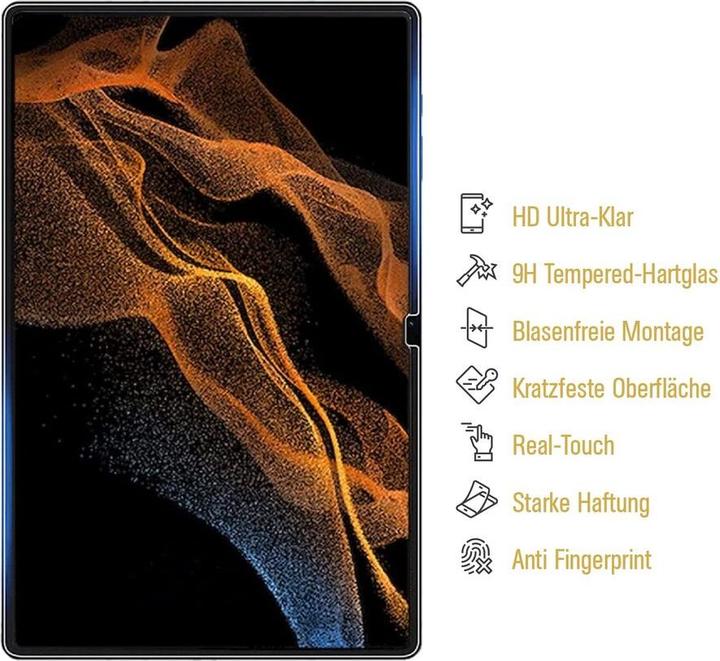 Produktbild Protectorking 4x echtes Tempered 9H Panzerhartglas 3D KLAR (4 Stück, Galaxy Tab S8 Ultra)