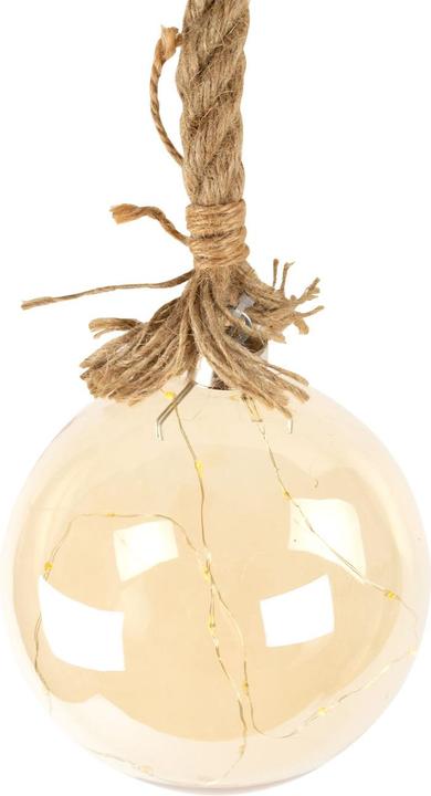 H & S Collection LED glass Christmas bauble with timer function, Ø 15 cm, warm white (1x)