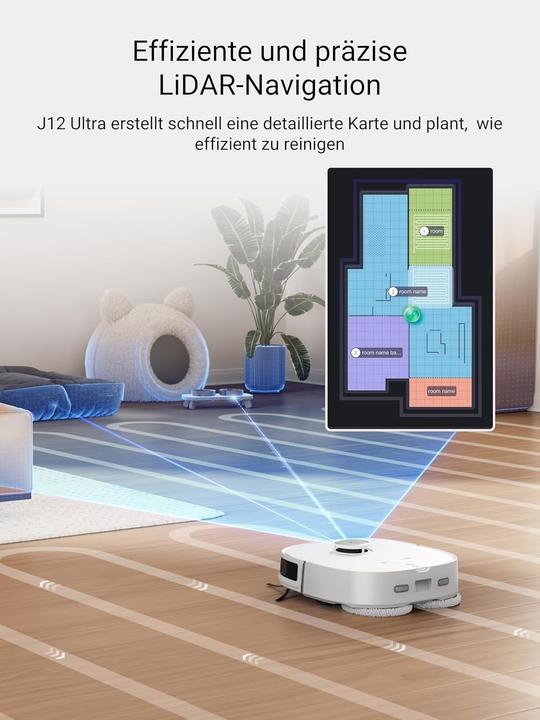 Produktbild Eureka J12 white - Robotstofzuiger - 3D-objectherkenning - 5.200 mAh batterij - (2000 Pa, Wischtuch)