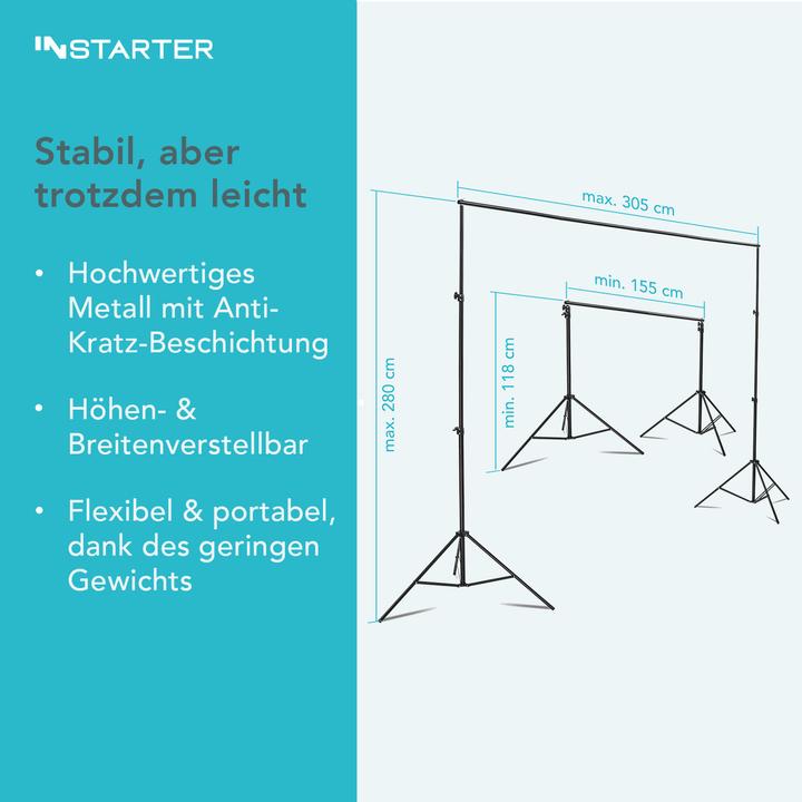 Produktbild Wiltec Instarter Background System 155 - 305 cm (305 cm, 280 cm)