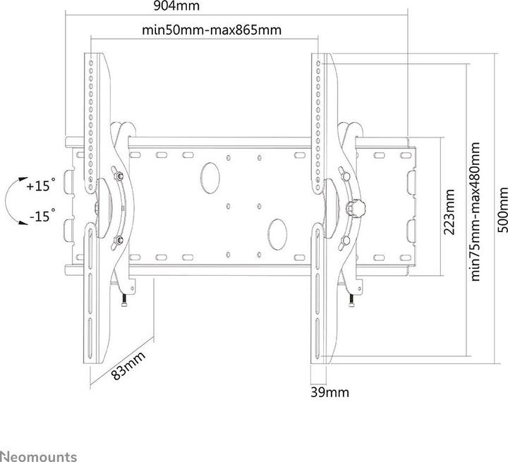 Image du produit Neomounts Support mural pour TV Support mural pour écran plat (Mur, 100 kg, 37" - 85")