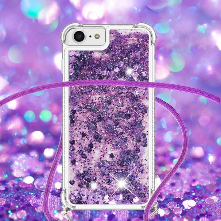Produktbild Cover-Discount iPhone SE / 8 / 7 - Glitzer Hülle mit Umhängeband violett (Apple iPhone 7)