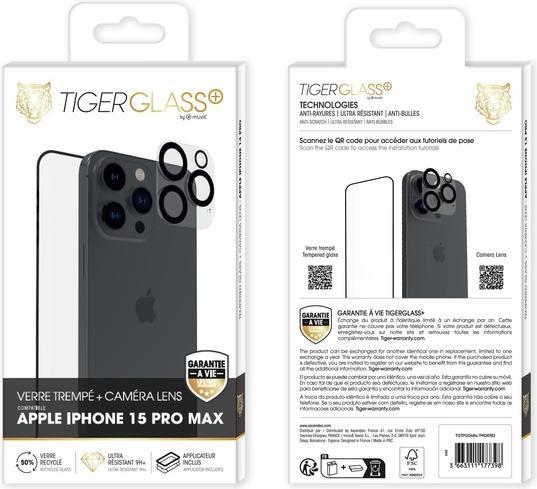Actual product image Tiger Glass film set with camera protection (1 pcs., Apple iPhone 15 Pro Max)