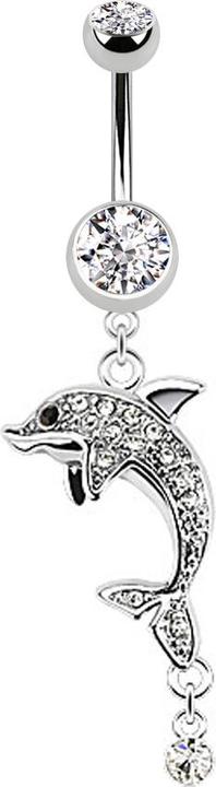 Produktbild Star Piercing Banane silber mit Anhänger Delfin silber (ohne Messing, Chirurgenstahl 316L)