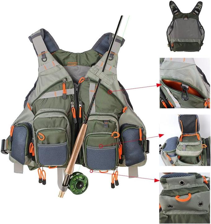 Immagine prodotto Kylebooker Fliegenfischen Weste mit Multi-Taschen