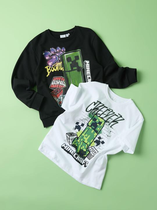 NAME IT Nkmjeffy Minecraft Nreg SS Top Box Bfu, Nero, 116 Cm