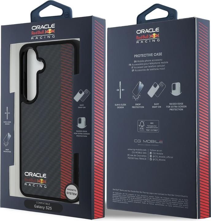 Produktbild Red Bull Real Carbon Fiber Powerbar MagSafe Case for Samsung Galaxy S25+ Black (Samsung Galaxy S25+)