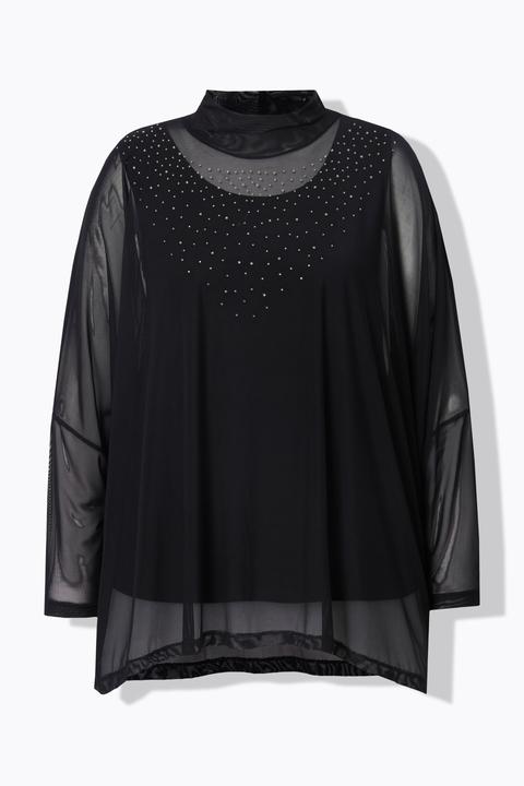Immagine prodotto Miamoda Bluse, oversized, Mesh, Glitzersteinchen, Top (46, 48)