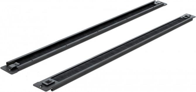 Produktbild Delock Kabelabdeckung mit Bürsten - Rack montierbar - Schwarz - 1U - 48.3 cm (19")