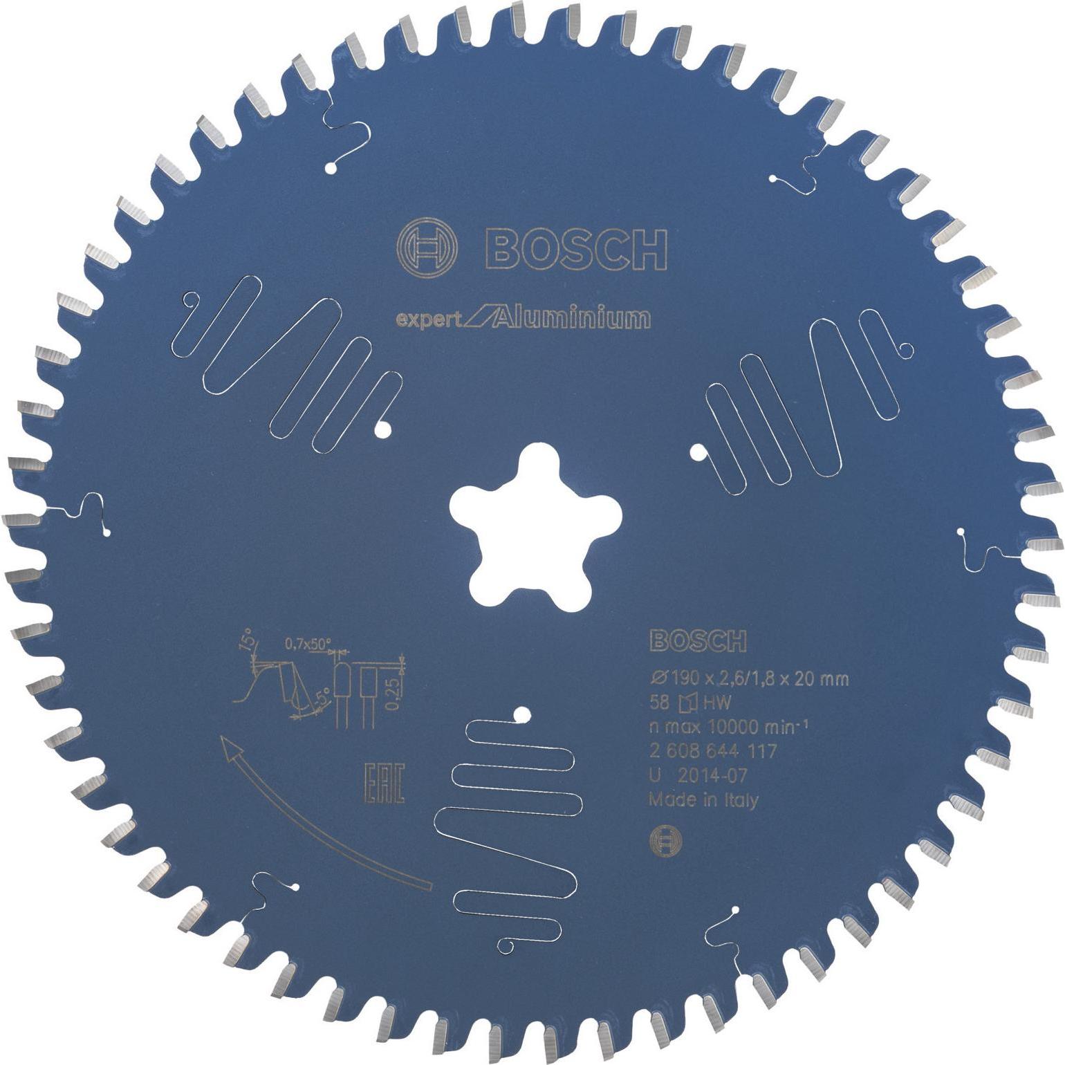 Bosch Professional Zubehör, Sägeblatt, Kreissägeblatt Expert for Aluminium, 190 x Stern x 2,6 mm, 58