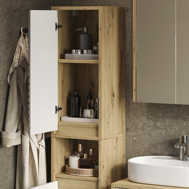 Actual product image Vicco Bathroom cabinet Viola, Artisan oak/Cashmere, 38 x 170 cm (33 x 33 x 170 cm)