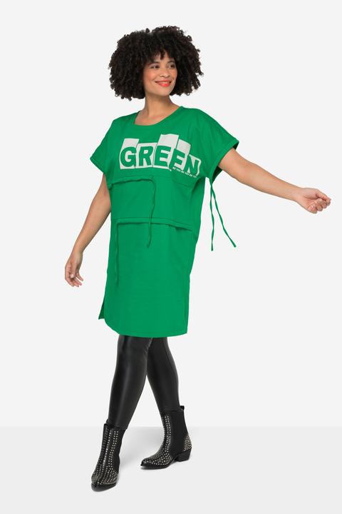 Image du produit Angel of Style T-shirt long oversized à message imprimé et col rond. Rubans à fronces (54)