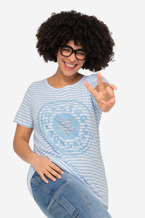 Image du produit Angel of Style T-shirt à rayures, motif imprimé, col rond et manches courtes (46)