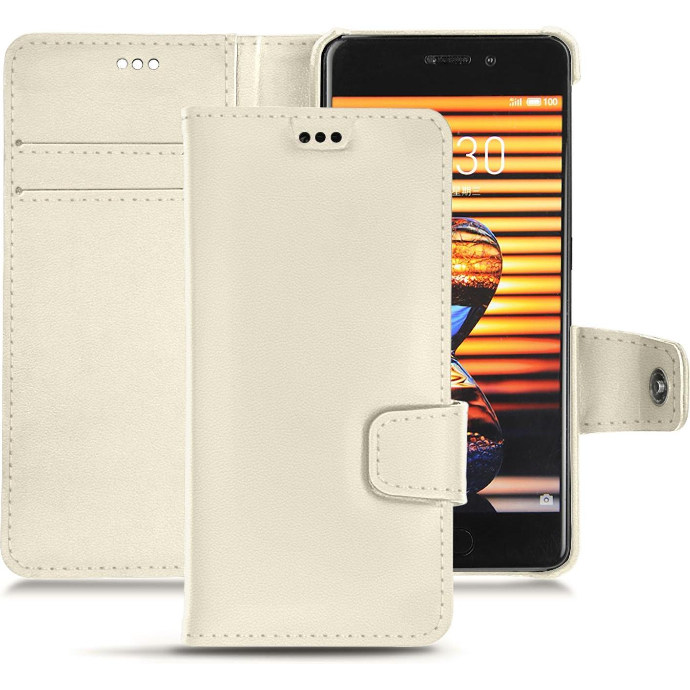 Noreve Lederschutzhülle Wallet (Meizu Pro 7 Plus), Smartphone Hülle, Weiss