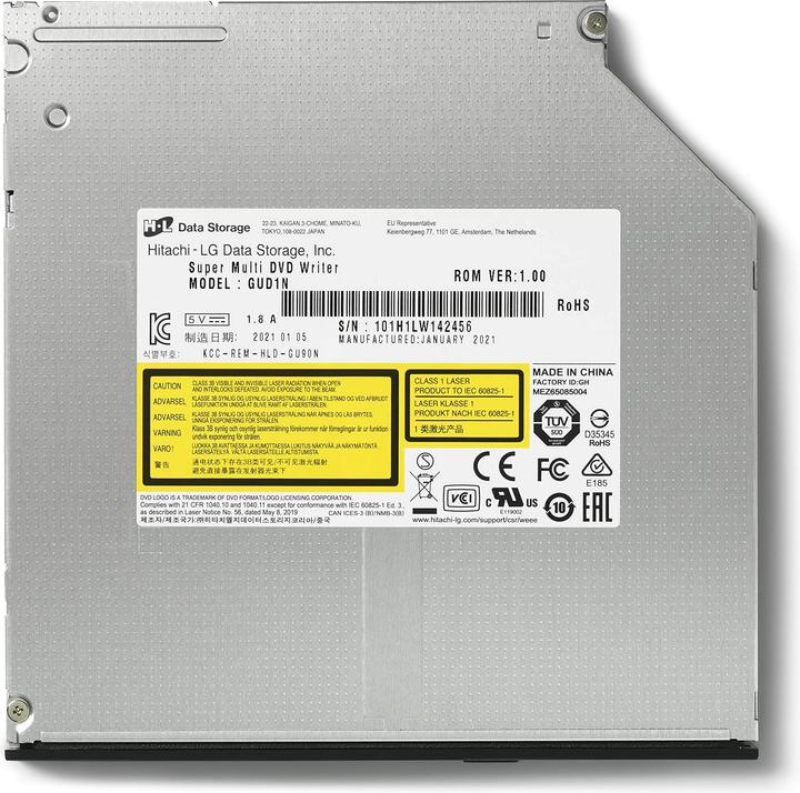 Actual product image HLDS H.L Data Storage 9.5mm Slim DVD-Writer GUD0N Internal, Interface SATA, DVD±RW, CD read speed 24 x, C (DVD drive, DVD writer)