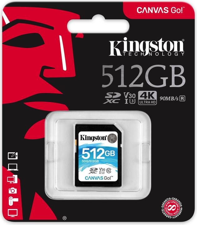Produktbild Kingston Canvas Go! SDXC Card (512 GB, SDXC, U3, UHS-I)