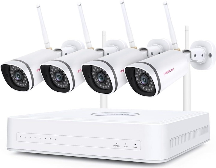 Immagine prodotto Foscam FN7108W-B4-1T Sistema di videosorveglianza bianco 1x NVR (FN7108W) con disco rigido da 1TB, 4x (1920 x 1080 Pixels)