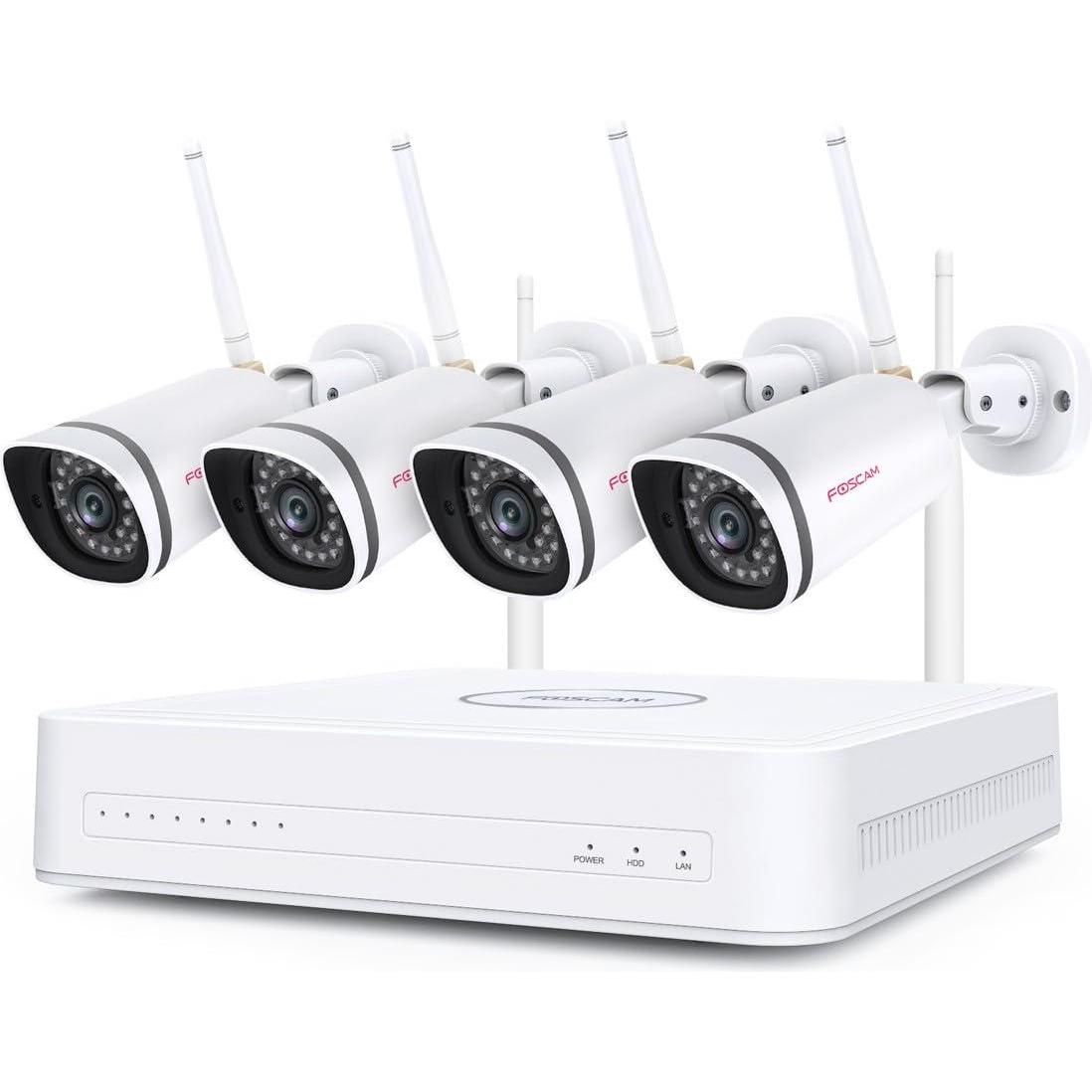 Foscam FN7108W-B4-1T Video-Überwachungssystem Weiss 1x NVR (FN7108W) inkl. 1TB Festplatte, 4x WLAN-K (1920 x 1080 Pixels...