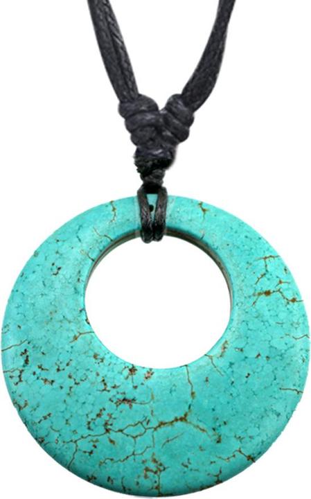 Immagine prodotto Chaotic Trading Collana con disco pendente nero in pietra turchese (senza ottone, Mnerale)