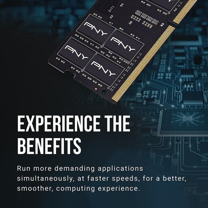 Productafbeelding PNY Notebook geheugen Performance, SODIMM, DDR4, 16 GB, 3200 MHz, CL22 (MN16GSD43200-TB) (1 x 16GB, 3200 MHz, DDR4 RAM, SO-DIMM)
