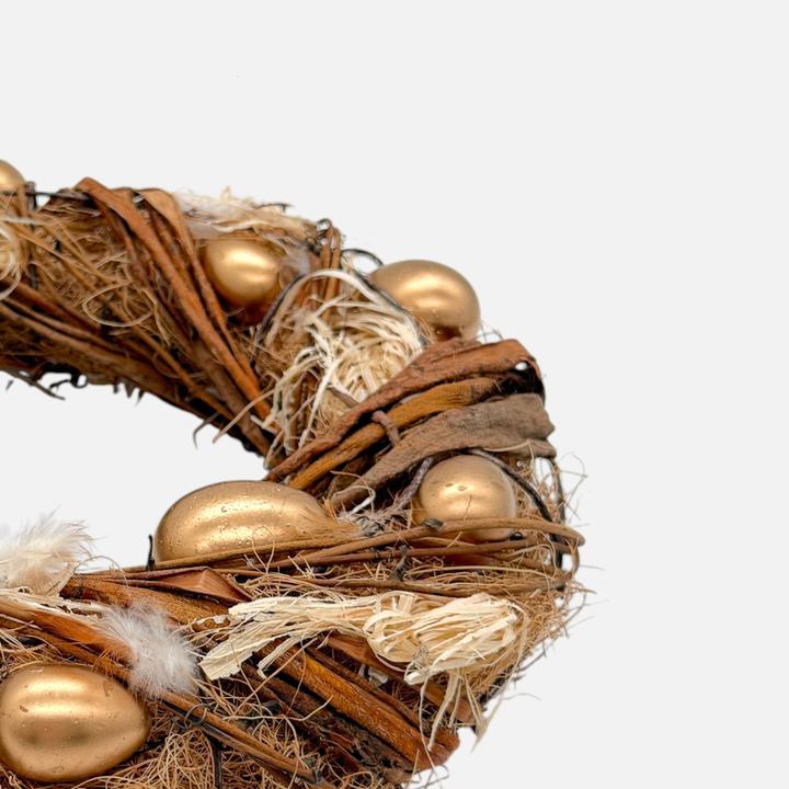 Produktbild Hoff Interieur Osterkranz, Dekokranz aus Weide Gras Federn Kunststoff Ø35cm x H 9cm