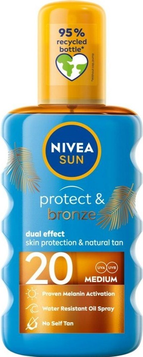 Actual product image NIVEA Sun Protect & Bronze Tan Oil Spf20 200ml (Suntan oil, SPF 20, 200 ml)