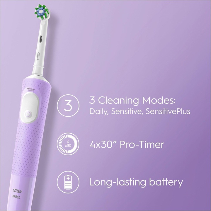 Actual product image Oral-B Vitality Pro Adult Rotating Vibrating Toothbrush Purple (Oscillating toothbrush)