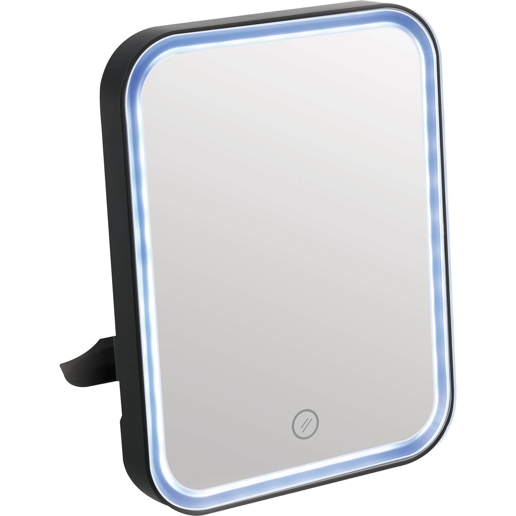 MSV, Specchio cosmetico, MIROIR LED 15X2,4X19,8CM NOIR (15 x 2,5 x 20 cm)