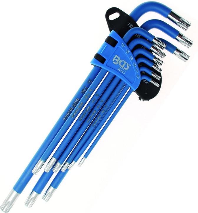 Produktbild BGS Winkelschlüssel-Satz T-Profil (für Torx) / T-Profil (für Torx) mit Bohrung T10 - T50 9-tlg. (T-profil)