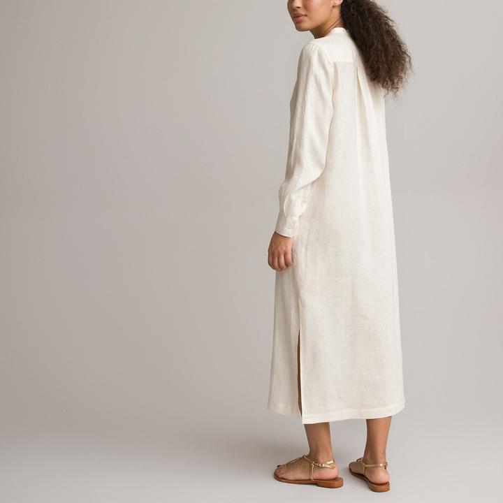 Actual product image La Redoute Collections Linen Long Sleeve Maxi Dress (42)