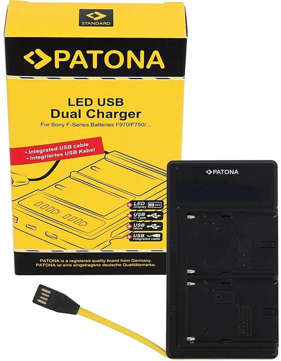 Produktbild Patona USB Ladegerät Sony NP-FM50, NP-F550, NP-F750 und NP-F970 (Kamera Akku Ladegerät)