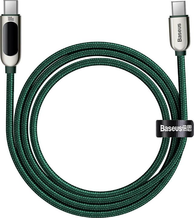 Produktbild Baseus Display Fast Charging Data Cable Type-C to Type-C 100W 2m Green (2 m, USB 2.0, 100 W)