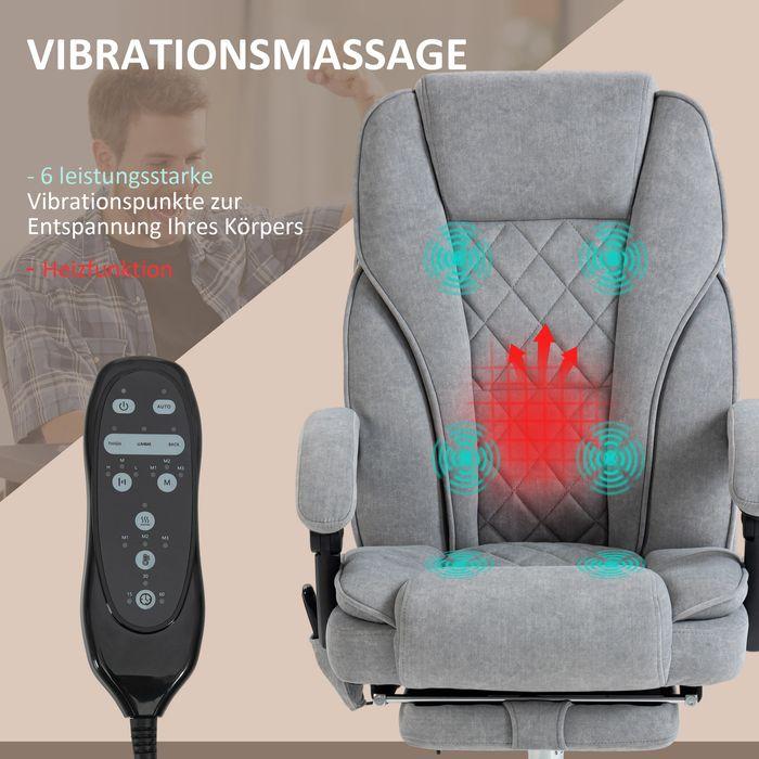 Produktbild Swisshandel24 Ergonomischer Bürostuhl mit Massagefunktion, Fussstütze, drehbar, rollbar, Grau
