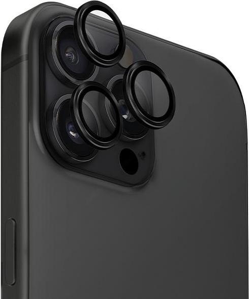 Produktbild Uniq Optix Aluminium Camera Lens Protector iPhone 16 Pro 6.3" / 16 Pro Max 6.9" midnight black szkło (1 Stück, Apple iPhone 16 Pro Max, Apple iPhone 16 Pro)