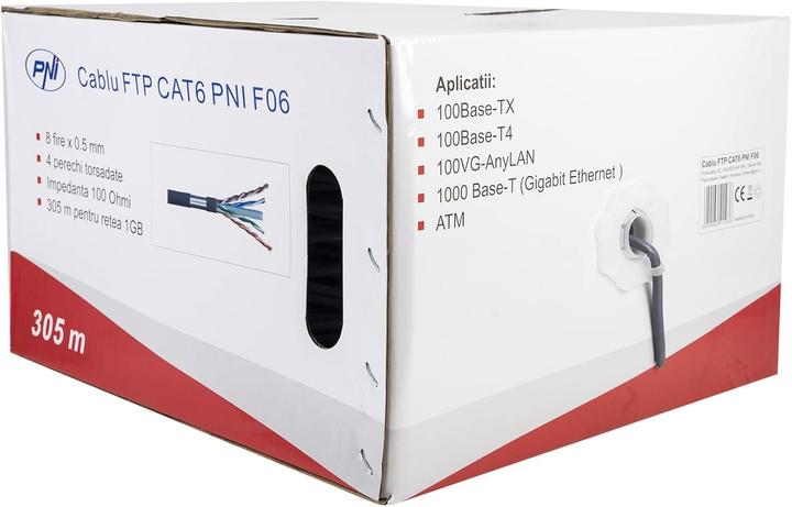 Image du produit PNI CAT6 F06 Câble FTP à 4 paires pour les systèmes Internet et de surveillance 1 Gigabit Rola 305 m