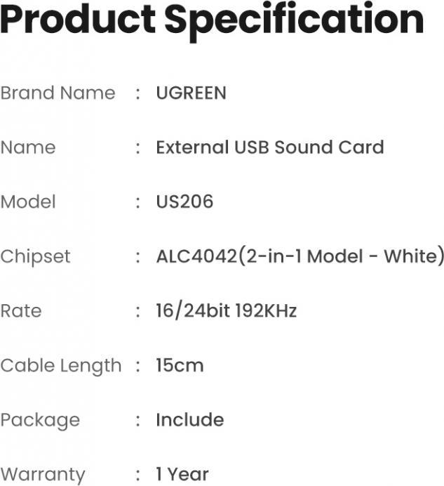 Immagine prodotto Ugreen Scheda audio USB con presa jack stereo (USB)