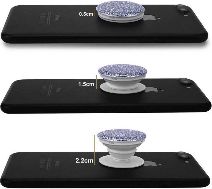 Produktbild PhoneLook Pop Socket 3D Glitzer Austauschbare Finger & Einhand Halterung für Smartphone / Tablets